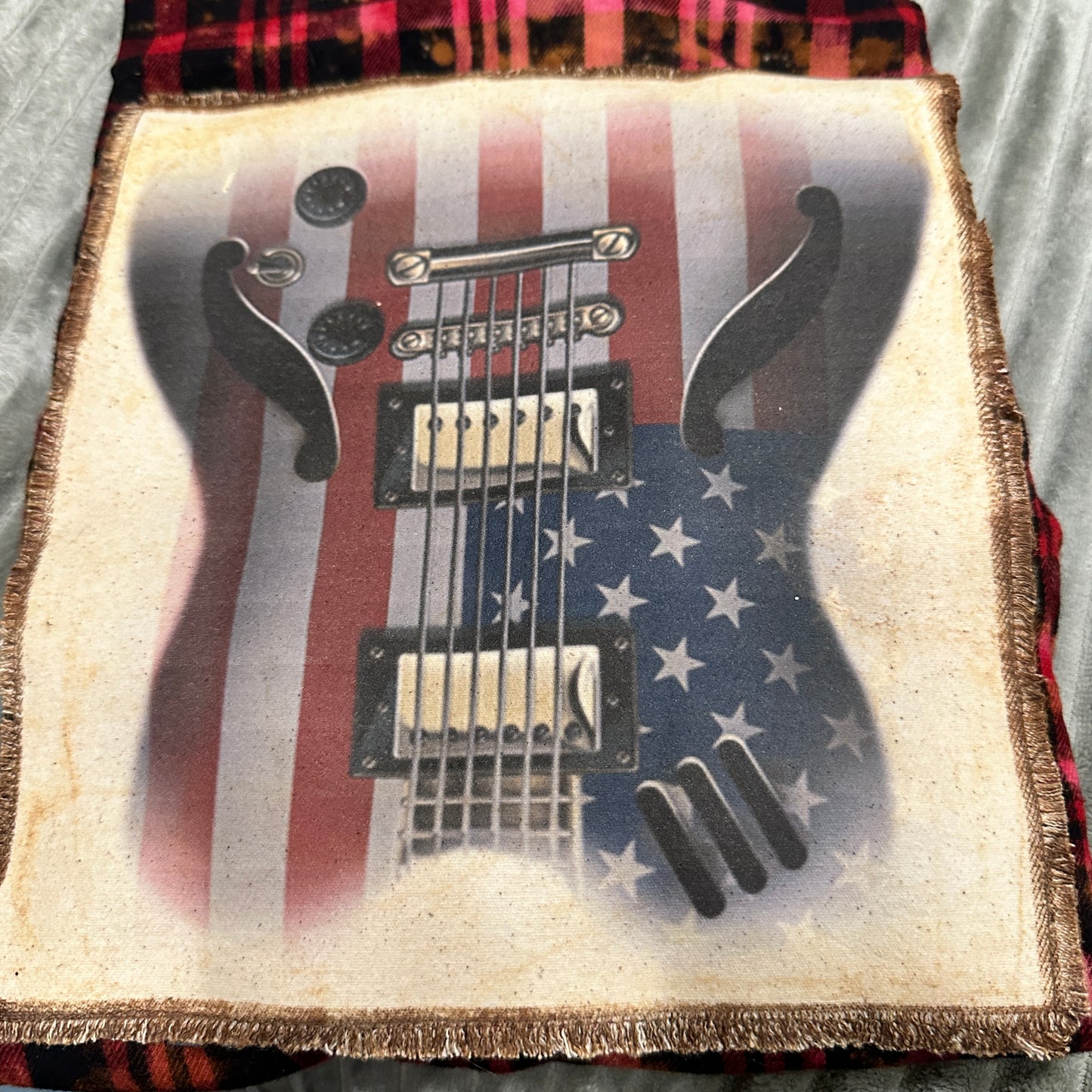 American Flag Guitar Soft Acid Washed Flannel Shirt - Red Tones / XL Jana's Flannels