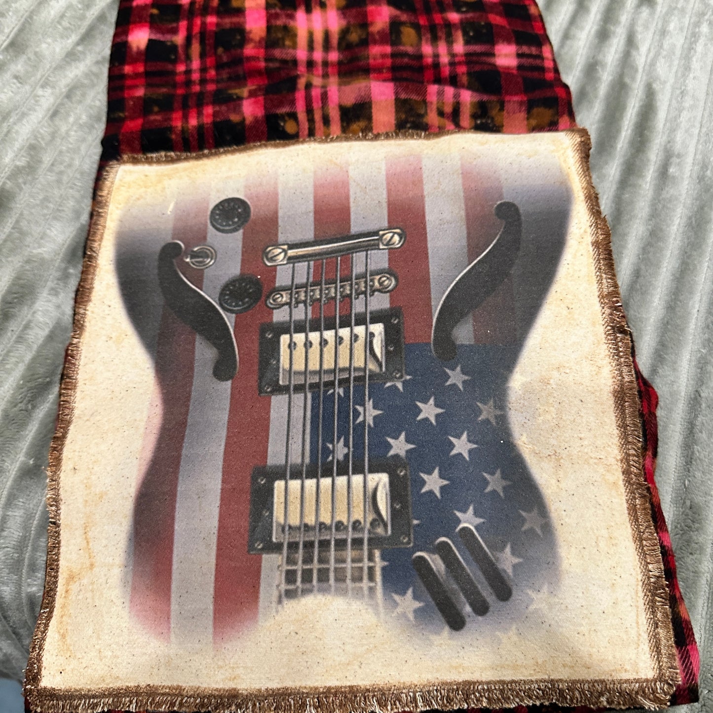 American Flag Guitar Soft Acid Washed Flannel Shirt - Red Tones / XL Jana's Flannels