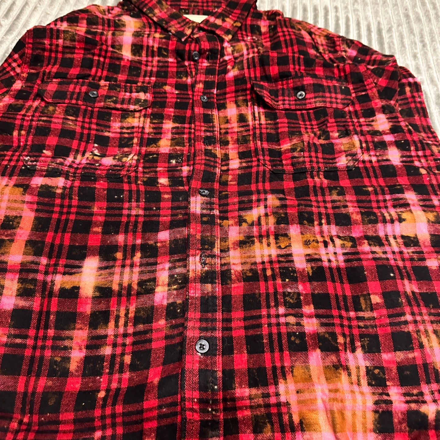 American Flag Guitar Soft Acid Washed Flannel Shirt - Red Tones / XL Jana's Flannels