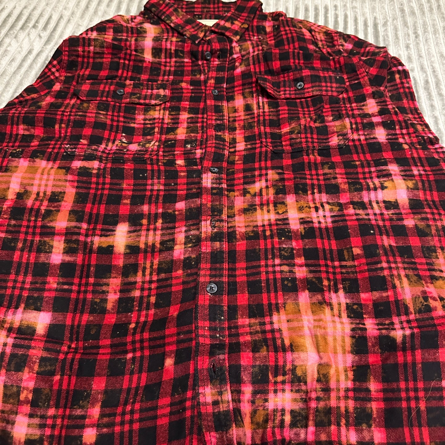 American Flag Guitar Soft Acid Washed Flannel Shirt - Red Tones / XL Jana's Flannels