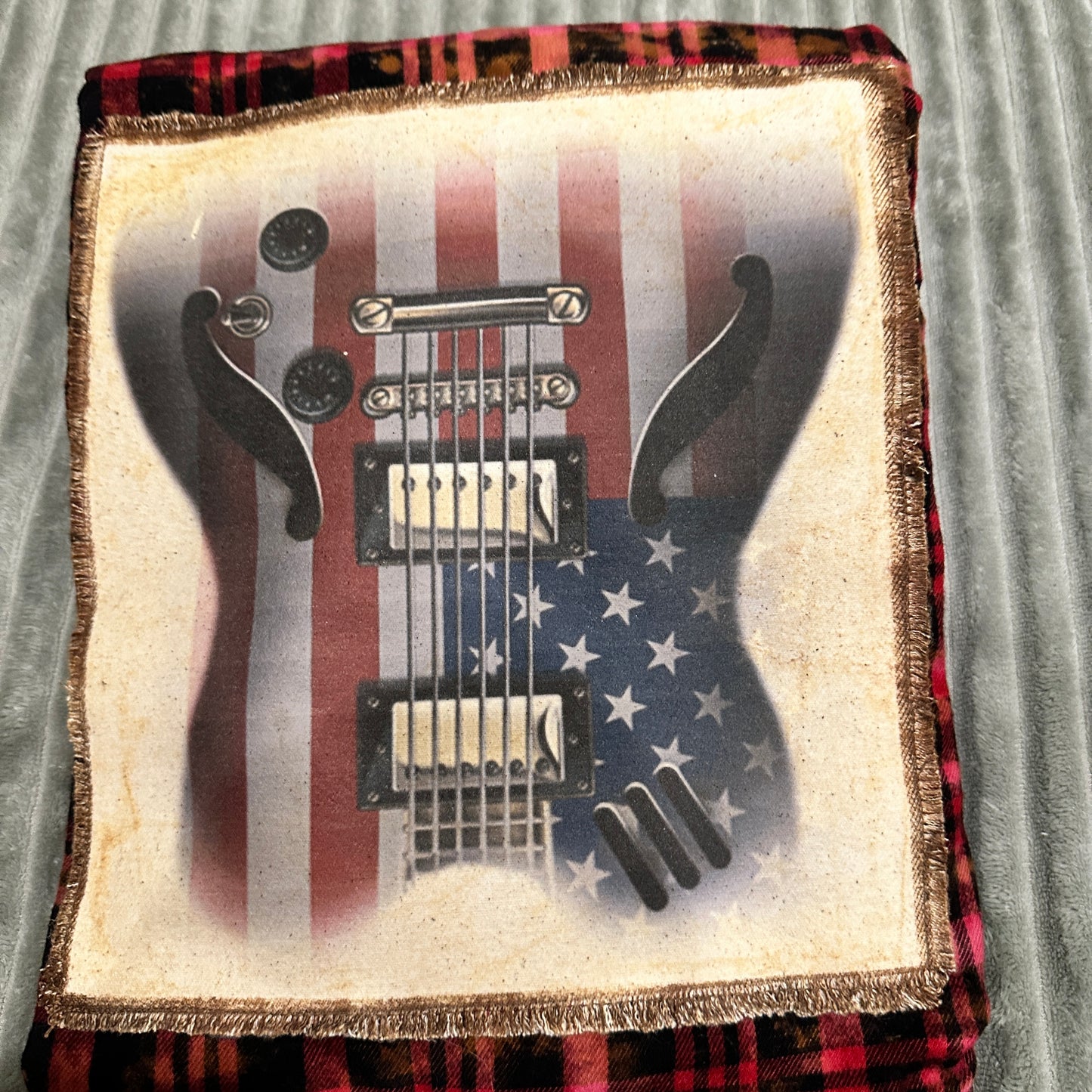 American Flag Guitar Soft Acid Washed Flannel Shirt - Red Tones / XL Jana's Flannels