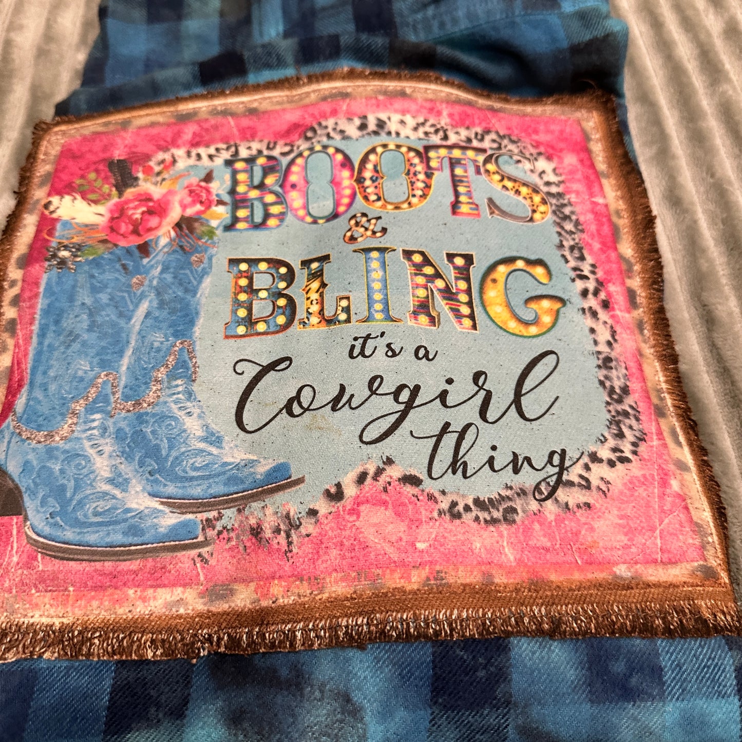 Soft Acid Washed FLANNEL SHIRT, Boots and Bling Cowgirl Thing - XL Jana's Naturals