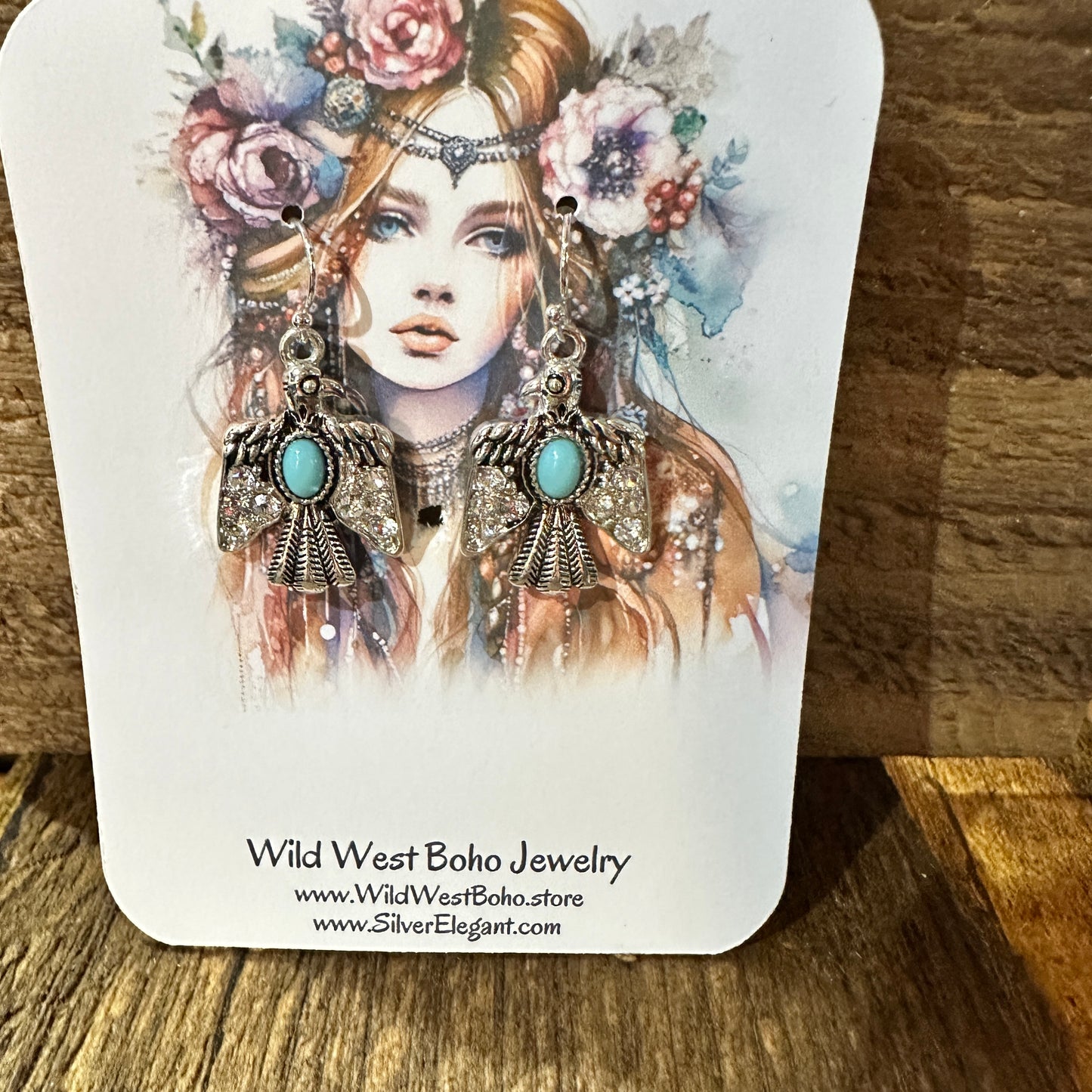 Boho Thunderbird Majesty: Turquoise & Silver Pendant of Strength/Earrings, Goft Box