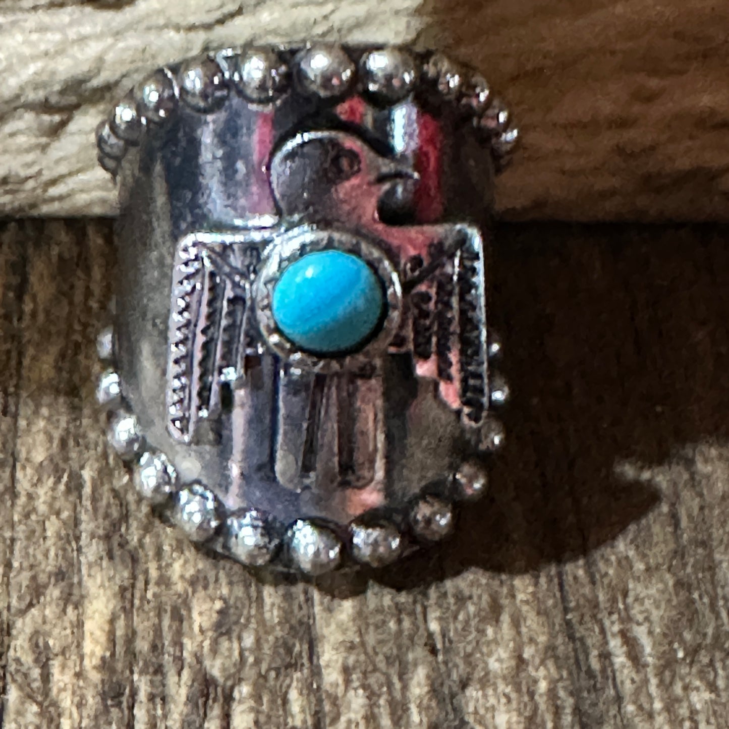 Boho Native American Thunderbird Metal Ring, Adjustable, Gift Box
