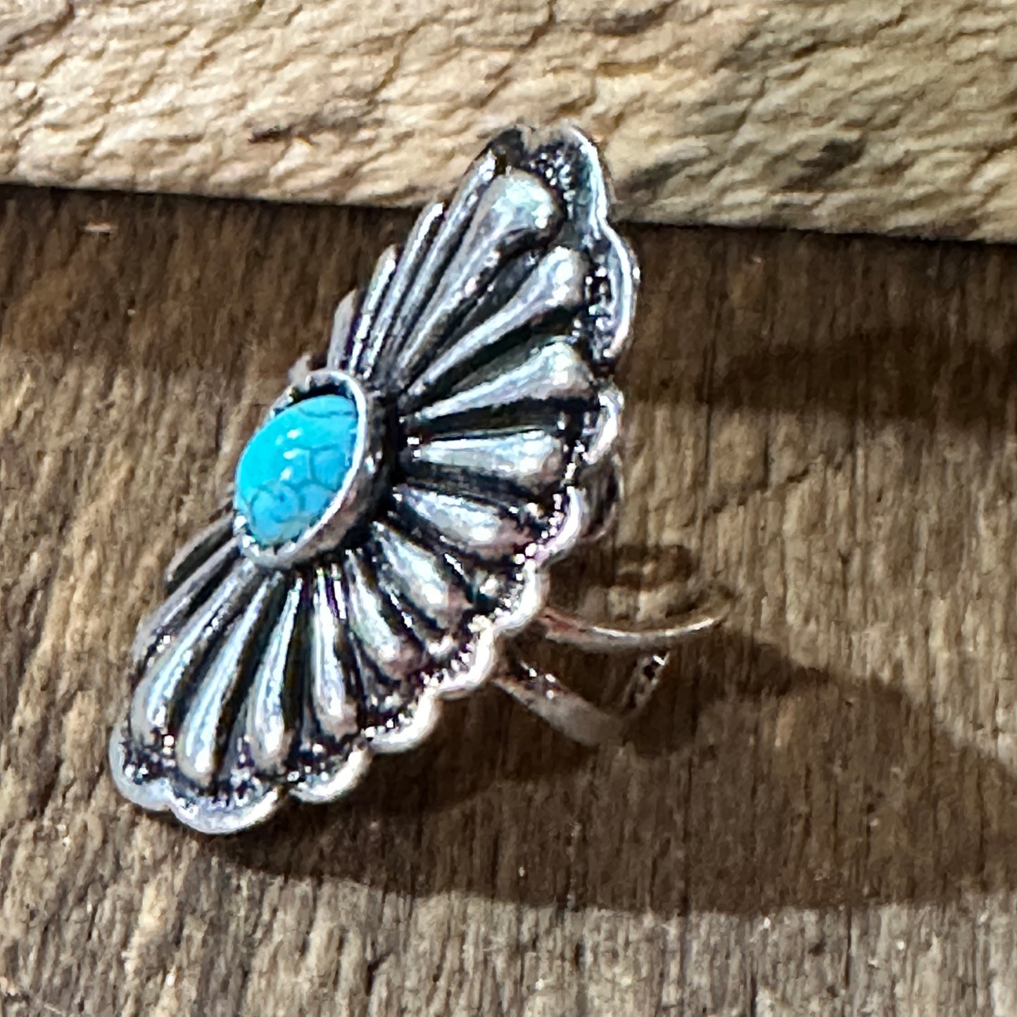 Boho Chic Conch Rustic Charm Adjustable Western Metal Ring, Gift Box