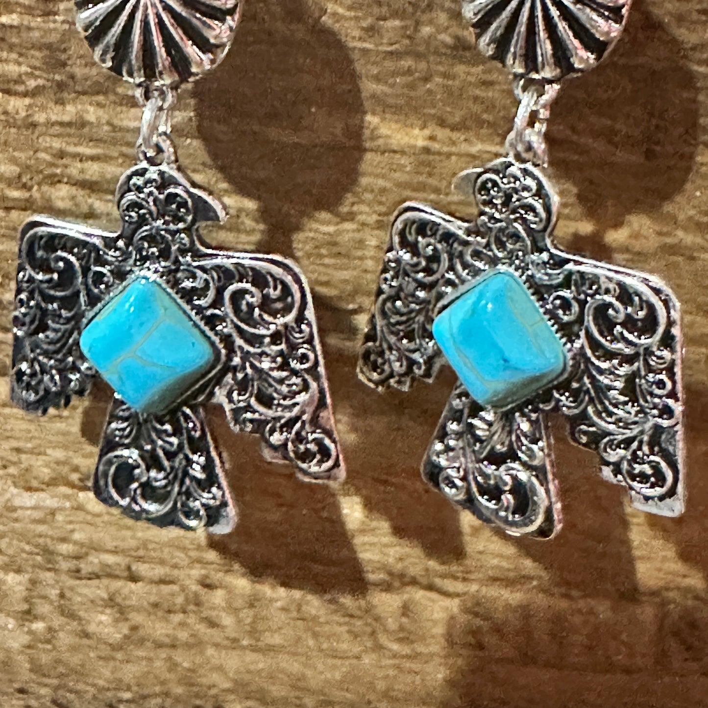 Navajo Thunderbirds & Turquoise: Enchanting Three Charm Dangle Earrings