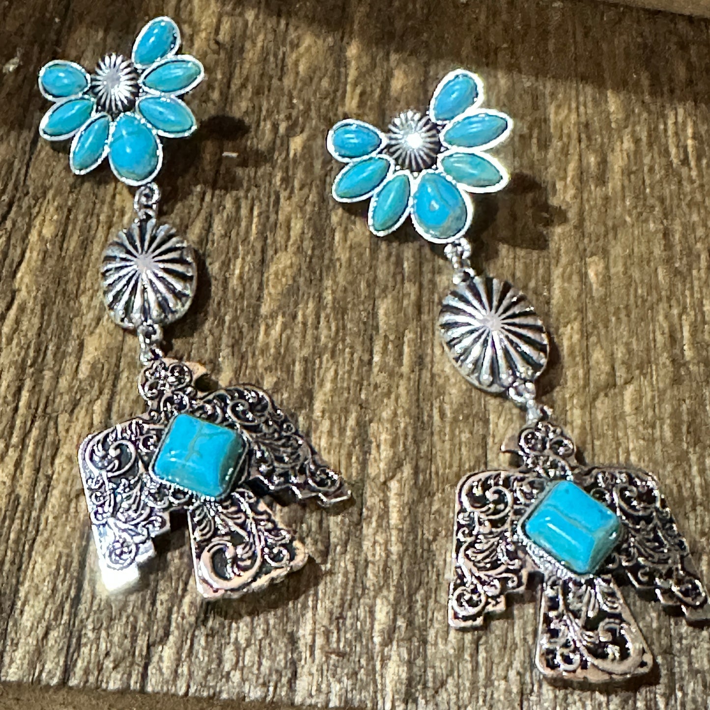 Navajo Thunderbirds & Turquoise: Enchanting Three Charm Dangle Earrings