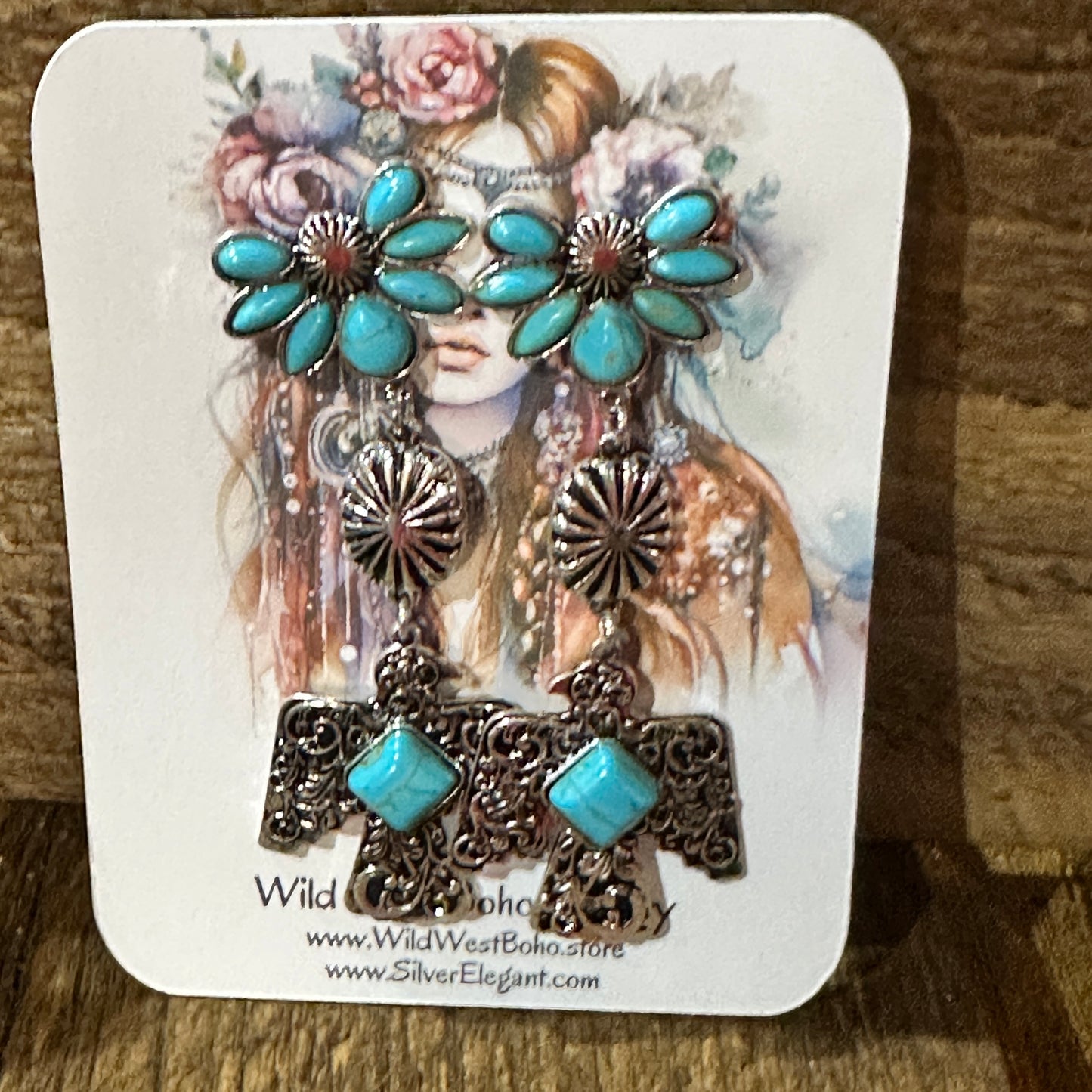 Navajo Thunderbirds & Turquoise: Enchanting Three Charm Dangle Earrings