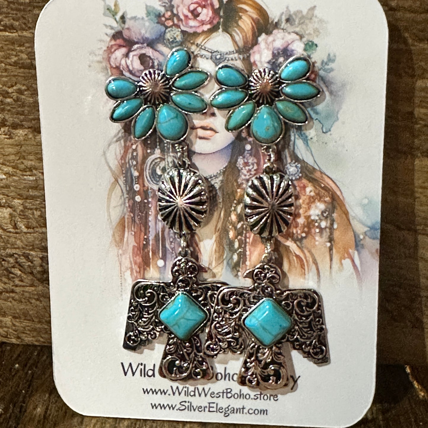 Navajo Thunderbirds & Turquoise: Enchanting Three Charm Dangle Earrings