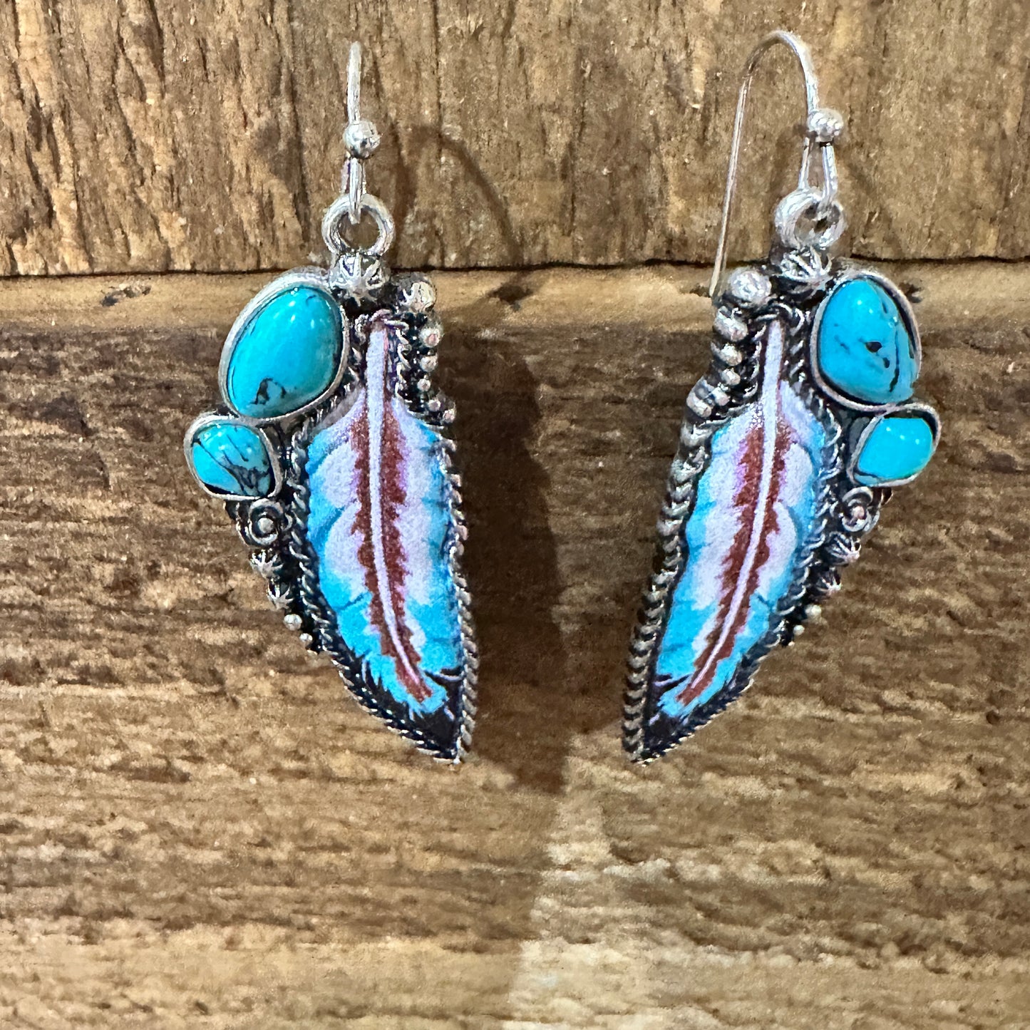 Boho Native American Wild Spirit Feather Dangle Earrings, Gift Box
