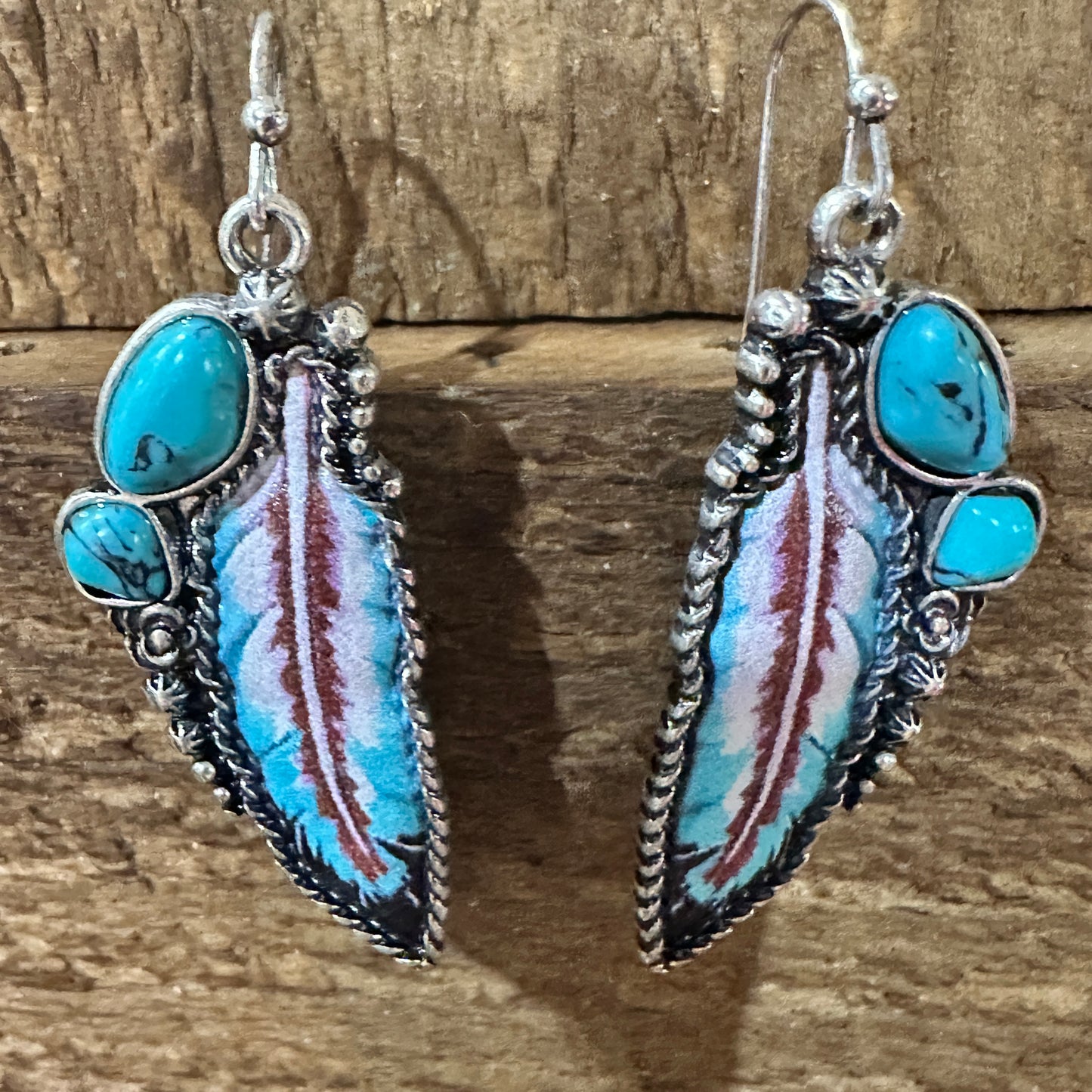 Boho Native American Wild Spirit Feather Dangle Earrings, Gift Box