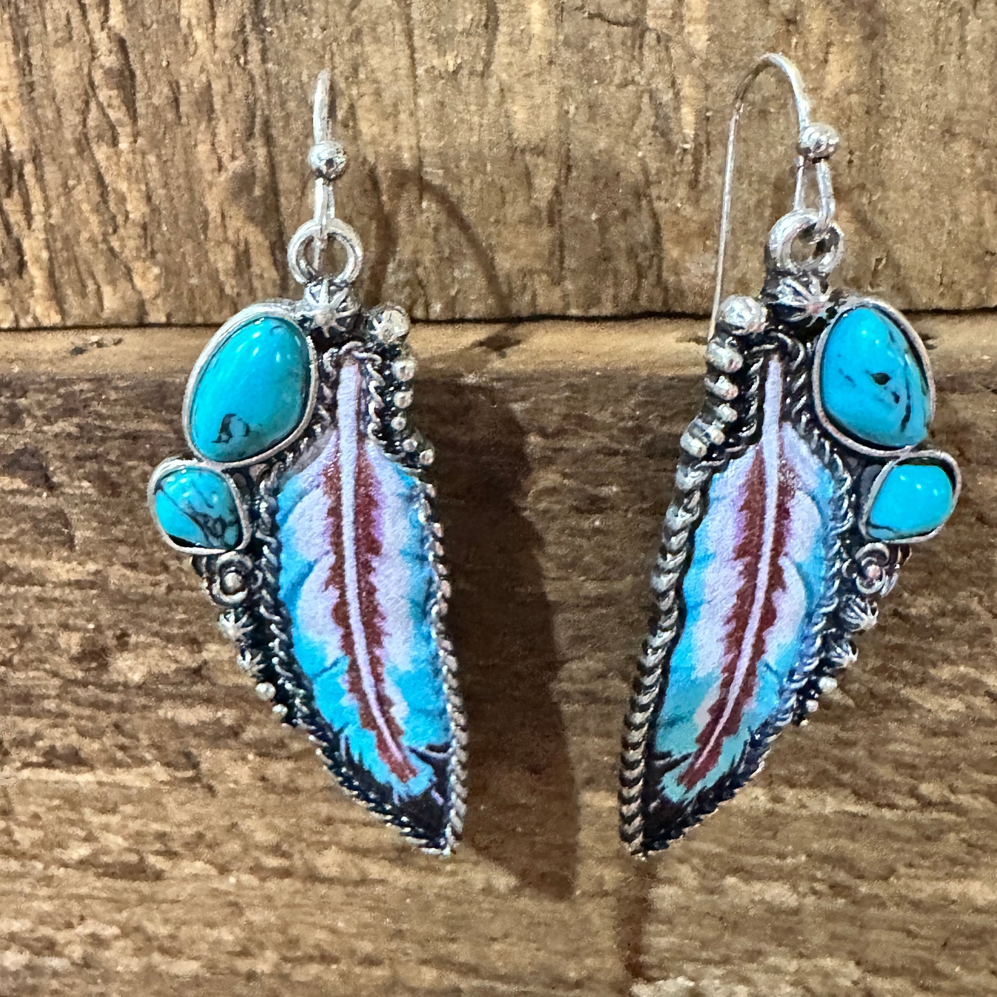Boho Native American Wild Spirit Feather Dangle Earrings, Gift Box