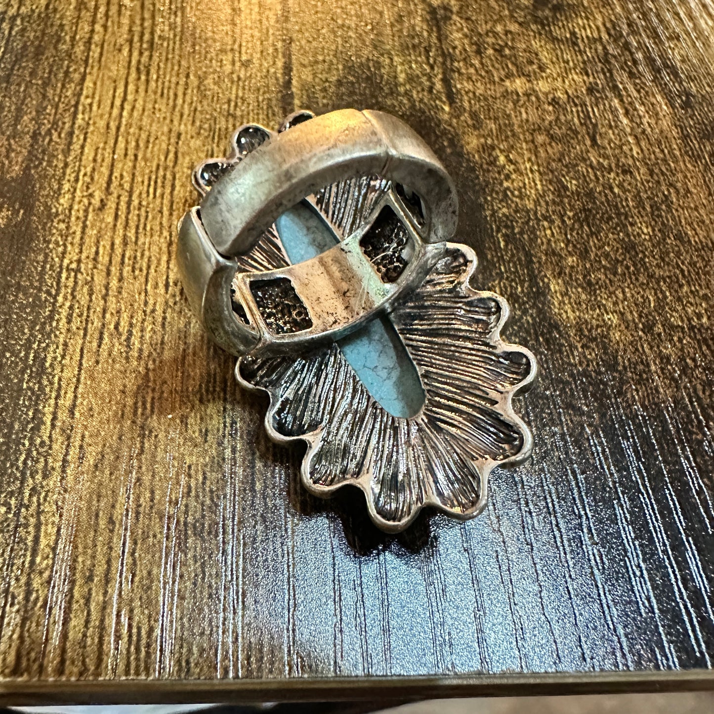 Boho Chic Turquoise Dream: Elegant Long Cabochon Stretch Ring, Gift Box