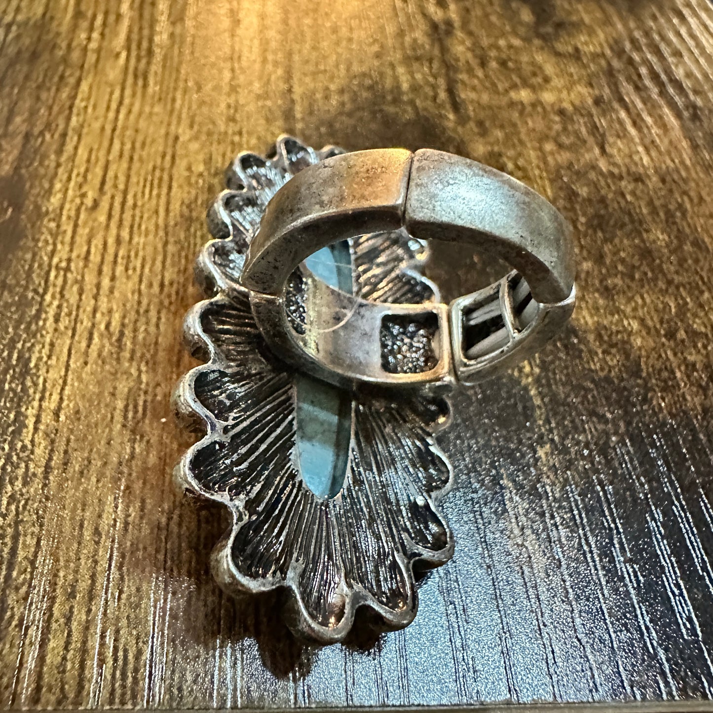 Boho Chic Turquoise Dream: Elegant Long Cabochon Stretch Ring, Gift Box