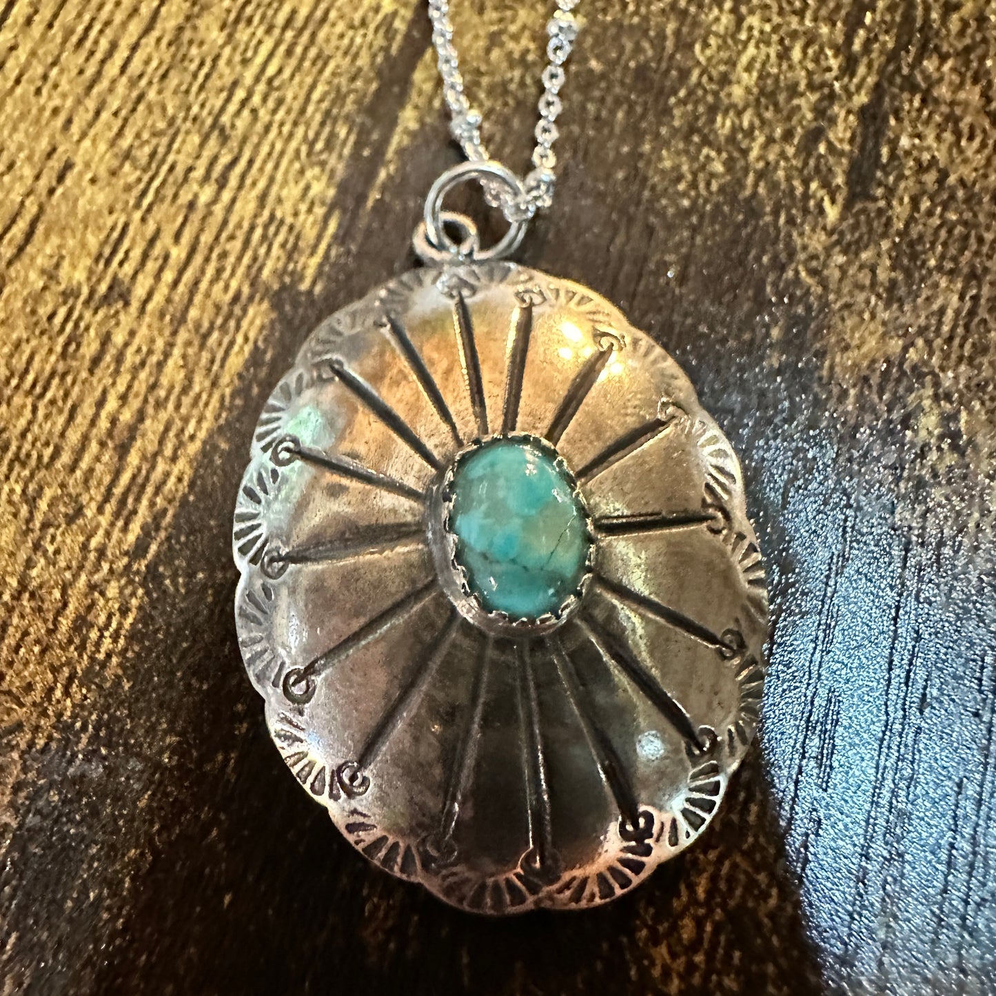 Concho Turquoise Elegance: Adjustable Sterling Silver Beaded Necklace 16-18", Gift Box