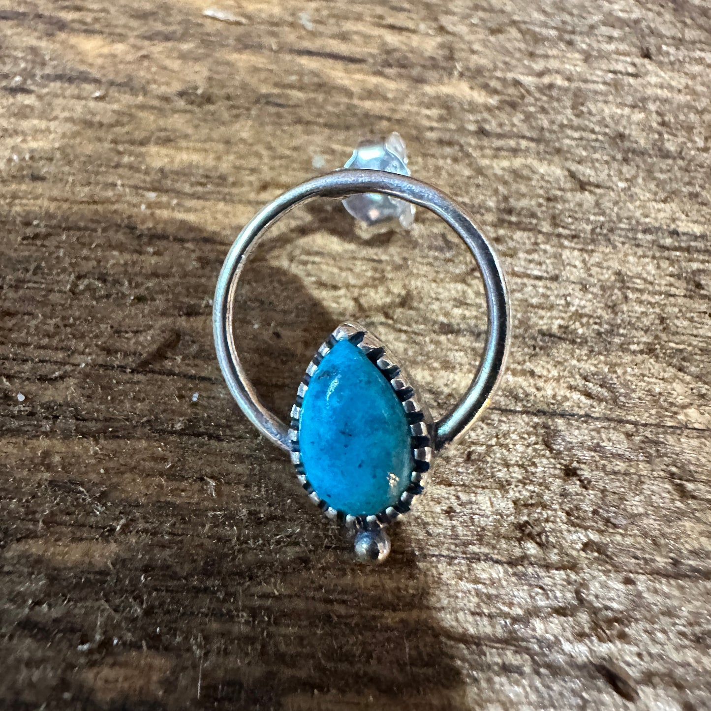 Bohemian Bliss Turquoise Sterling Silver Hoops Stud Earrings, Gift Box