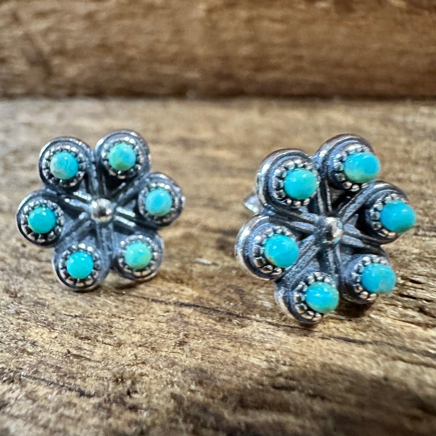 Iris Blossom Turquoise Silver Studs
