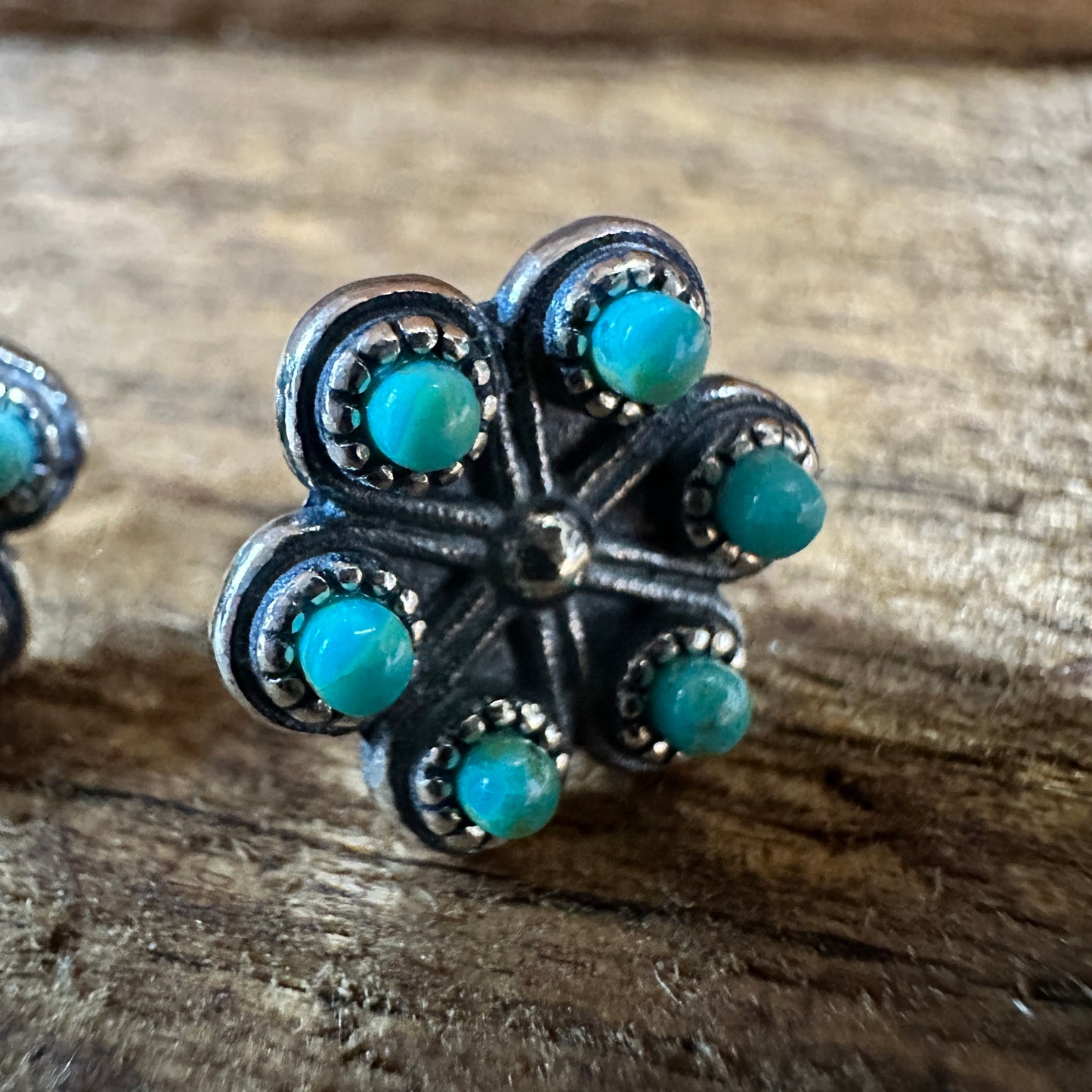 Iris Blossom Turquoise Silver Studs