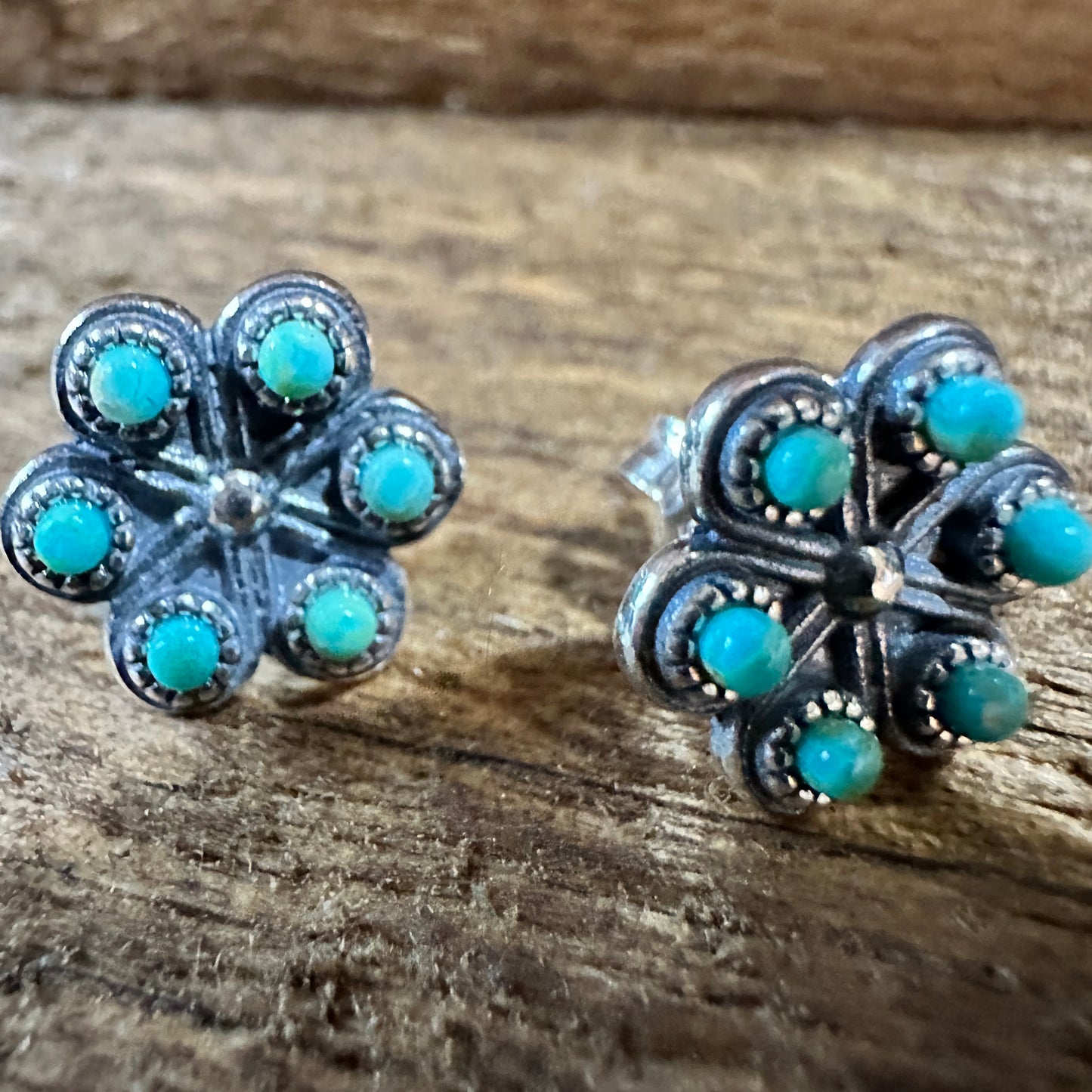 Iris Blossom Turquoise Silver Studs