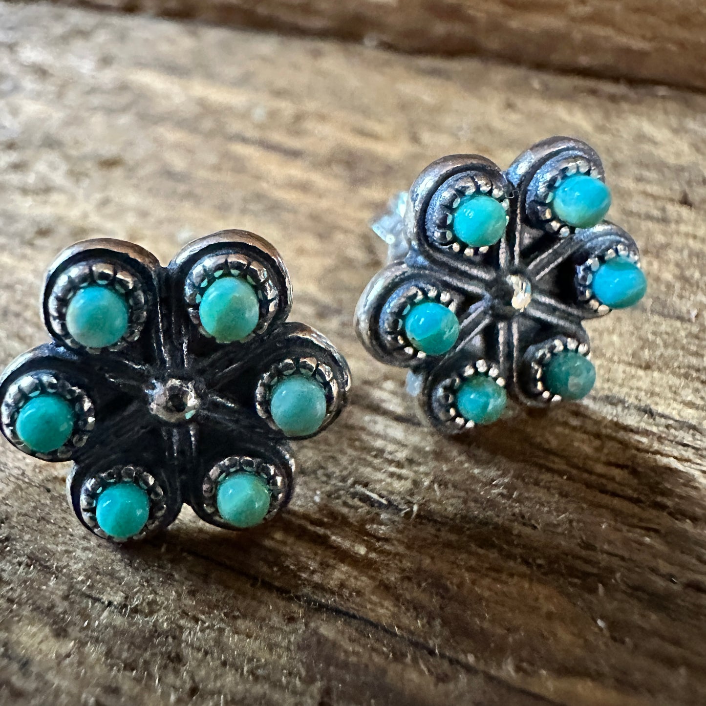 Iris Blossom Turquoise Silver Studs