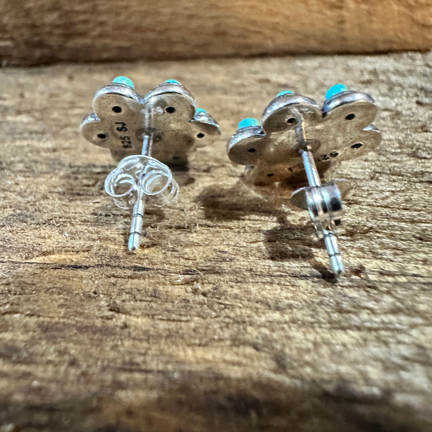 Iris Blossom Turquoise Silver Studs