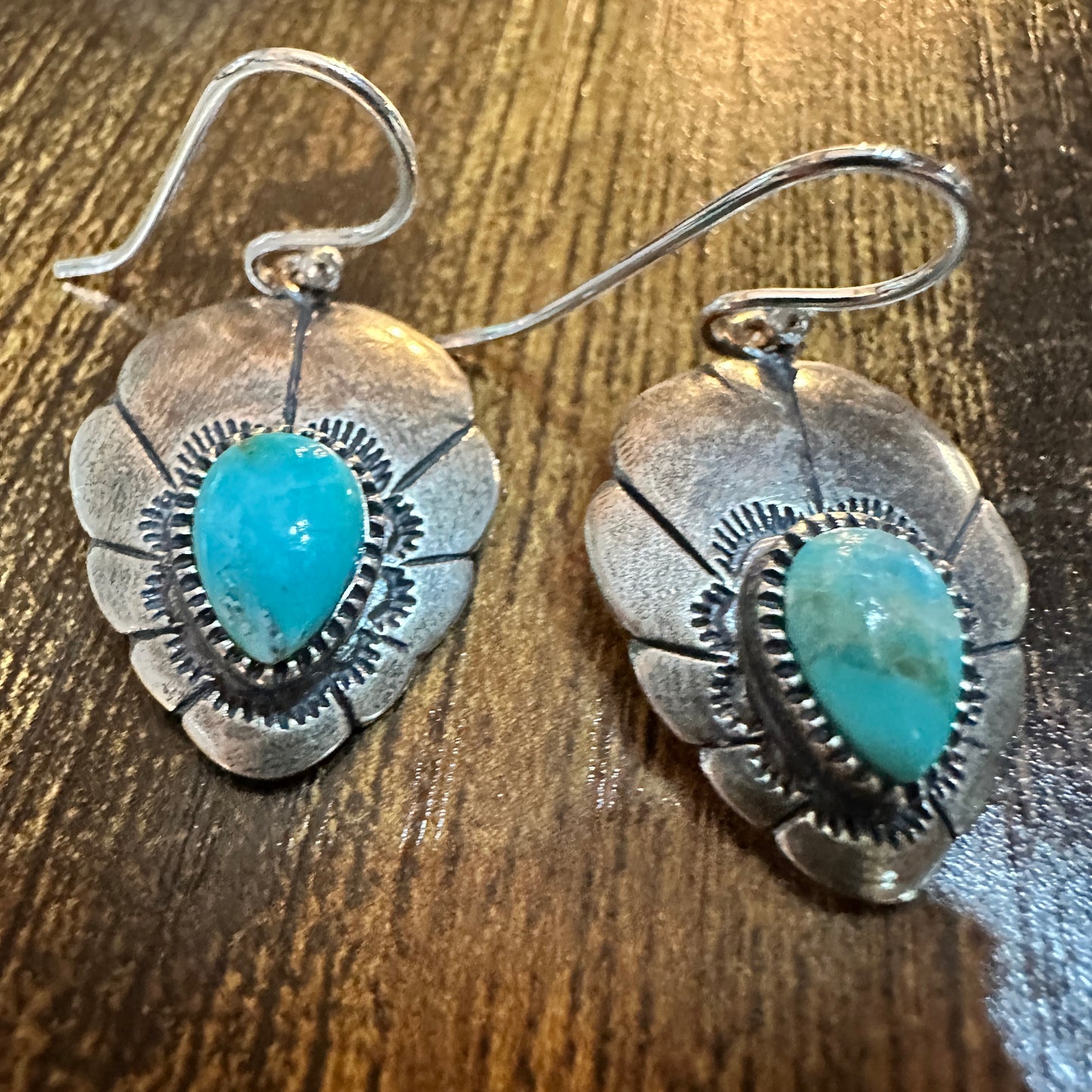 Native American Turquoise Dreamcatcher Wire Drop Earrings in Sterling Silver, Gift Box