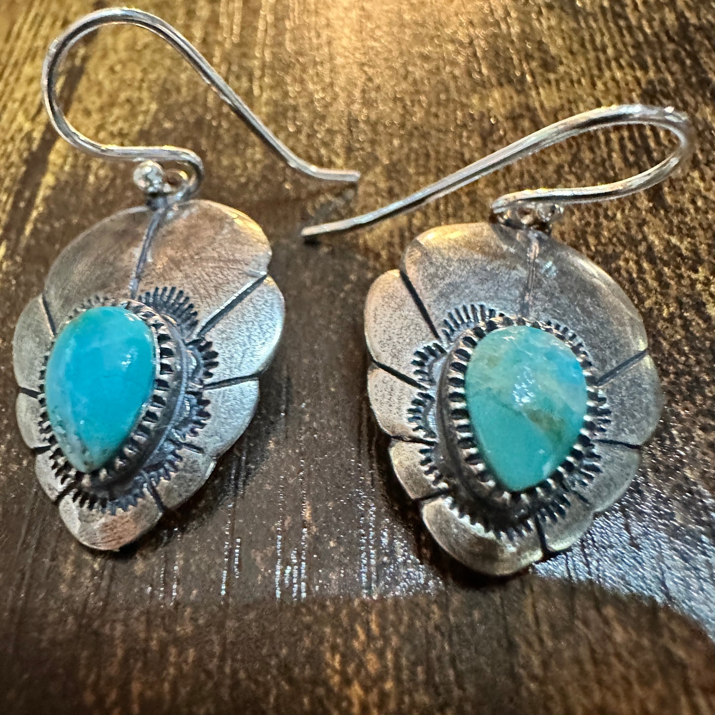 Native American Turquoise Dreamcatcher Wire Drop Earrings in Sterling Silver, Gift Box