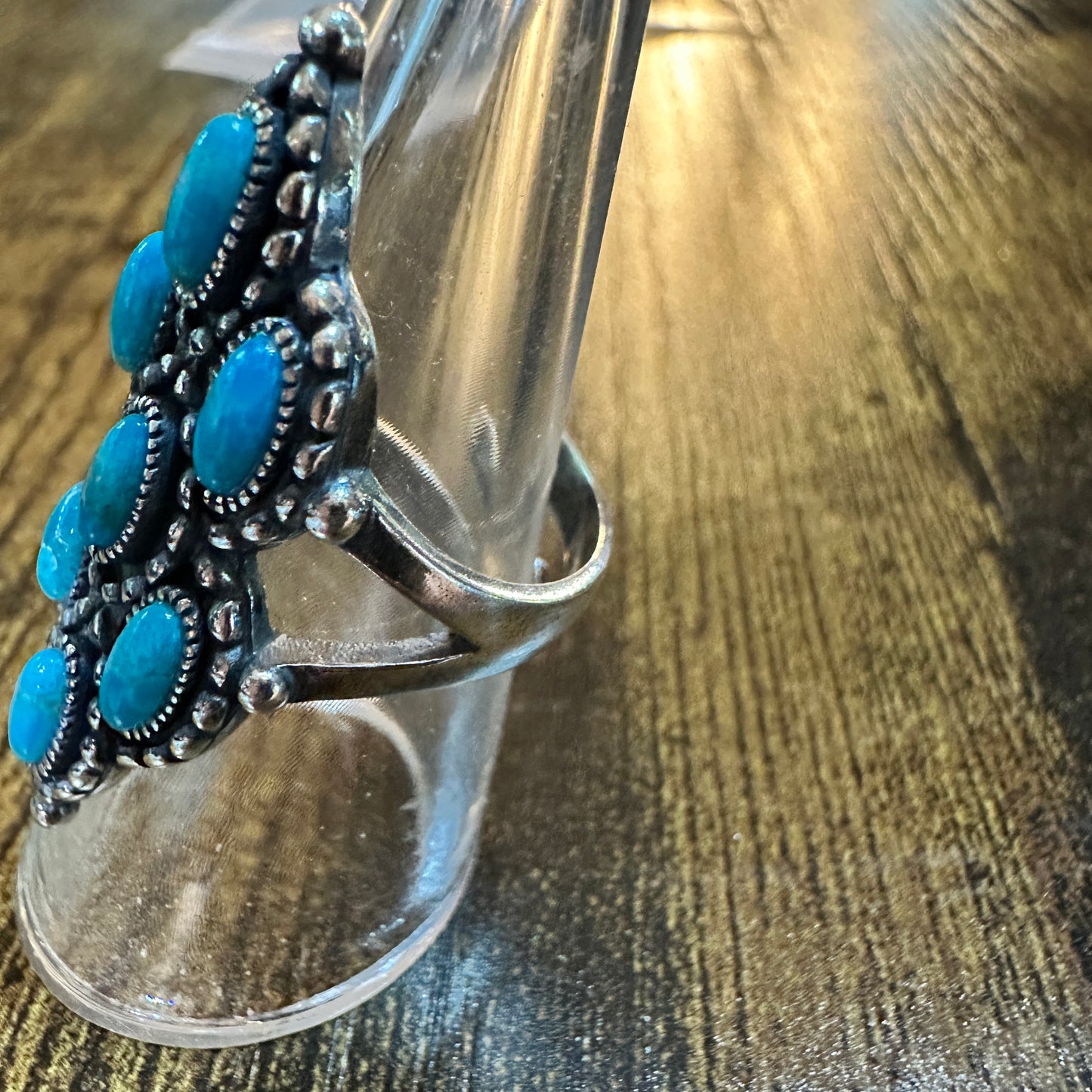 Native American Turquoise Elegance: Adjustable Antique Sterling Silver Ring, Gift Box