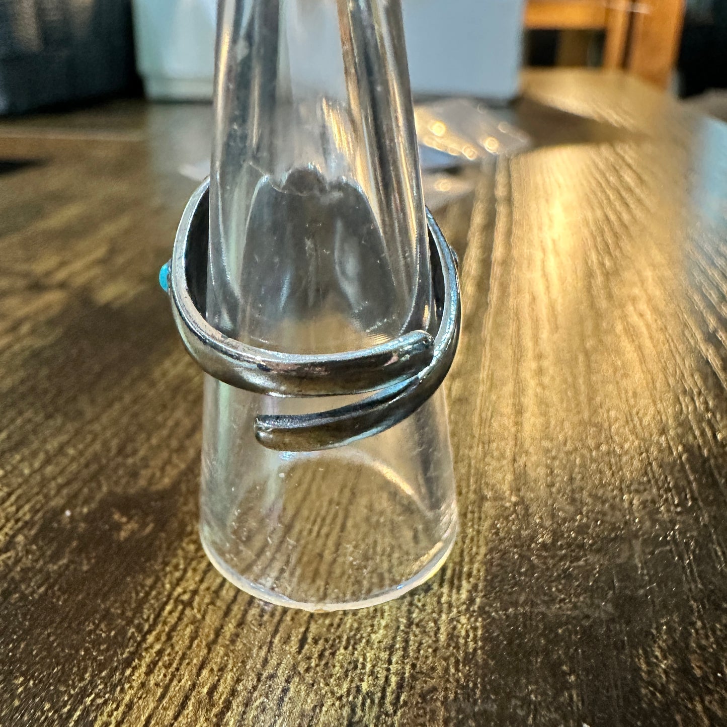 Boho Native American Turquoise Floral Adjustable Sterling Silver Ring , Gift Box