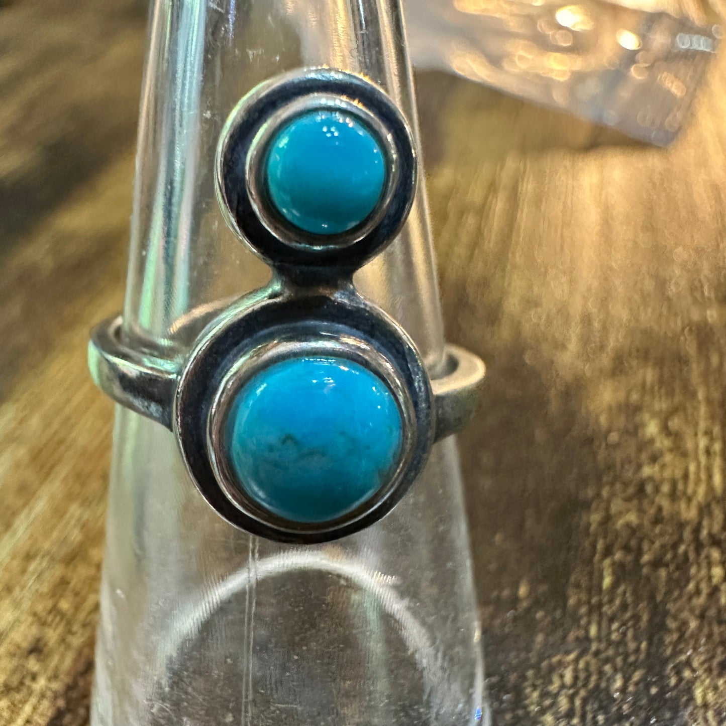 Boho Native American Turquoise Serenity Sterling Silver Adjustable Ring, Gift Box