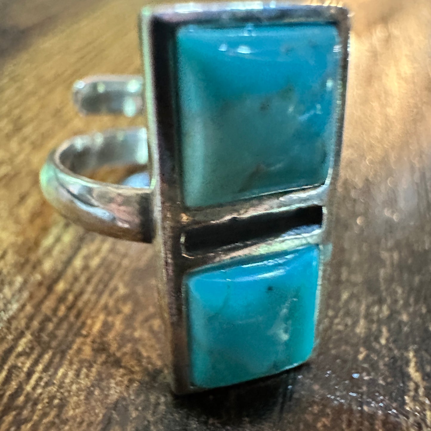 Boho Native American Turquoise Dream Sterling Silver Adjustable Ring, Gift Box