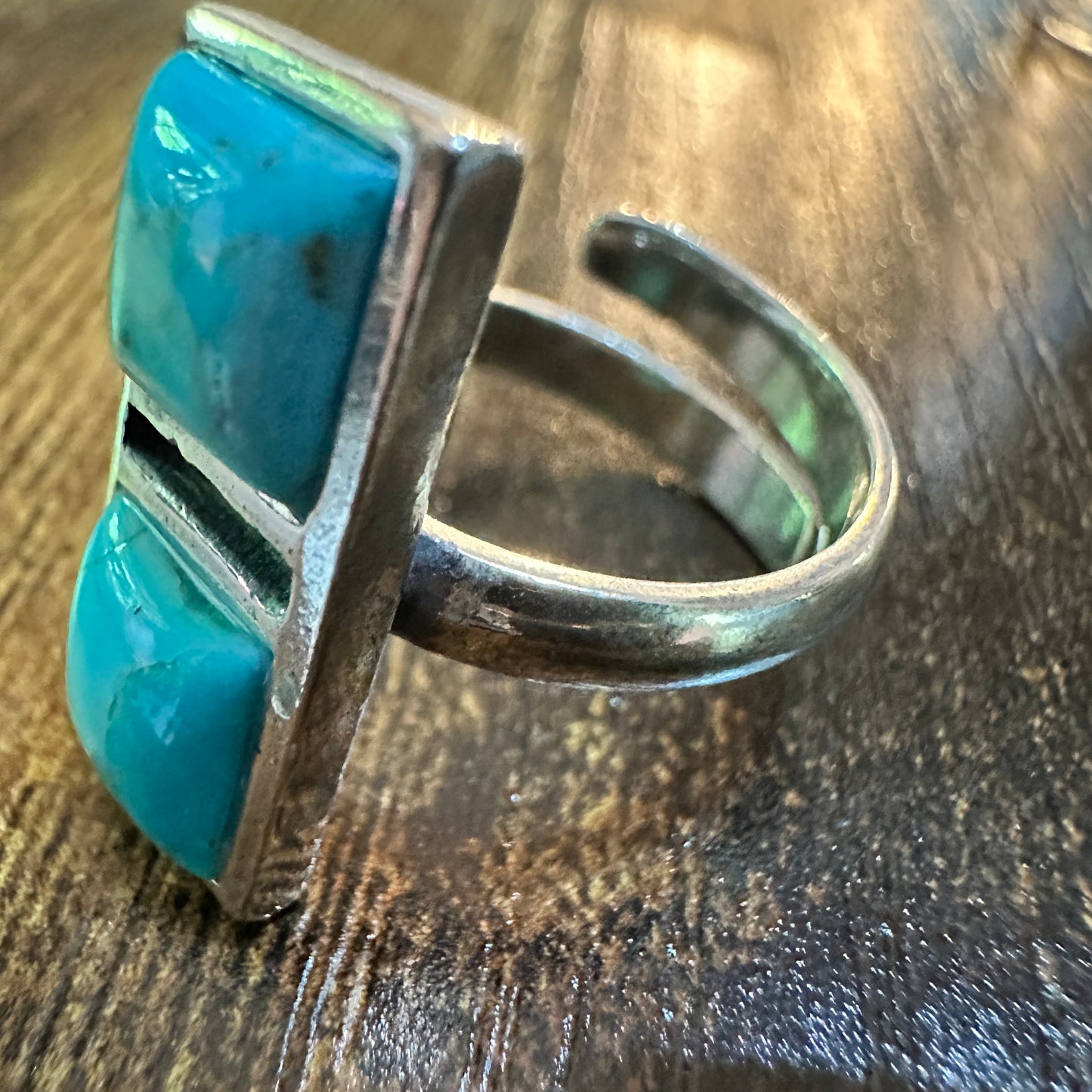 Boho Native American Turquoise Dream Sterling Silver Adjustable Ring, Gift Box