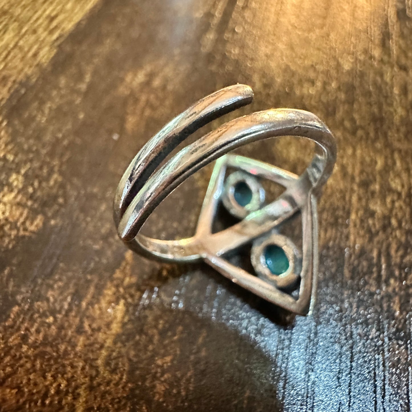 Boho Native American Turquoise Serenity Adjustable Sterling Silver Ring, Gift Box