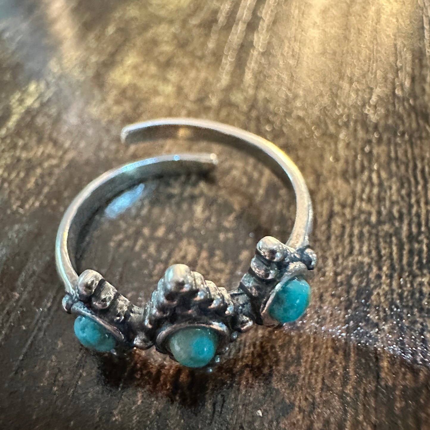 Boho Native American Turquoise Treasures: Adjustable Sterling Silver Ring , Gift Box