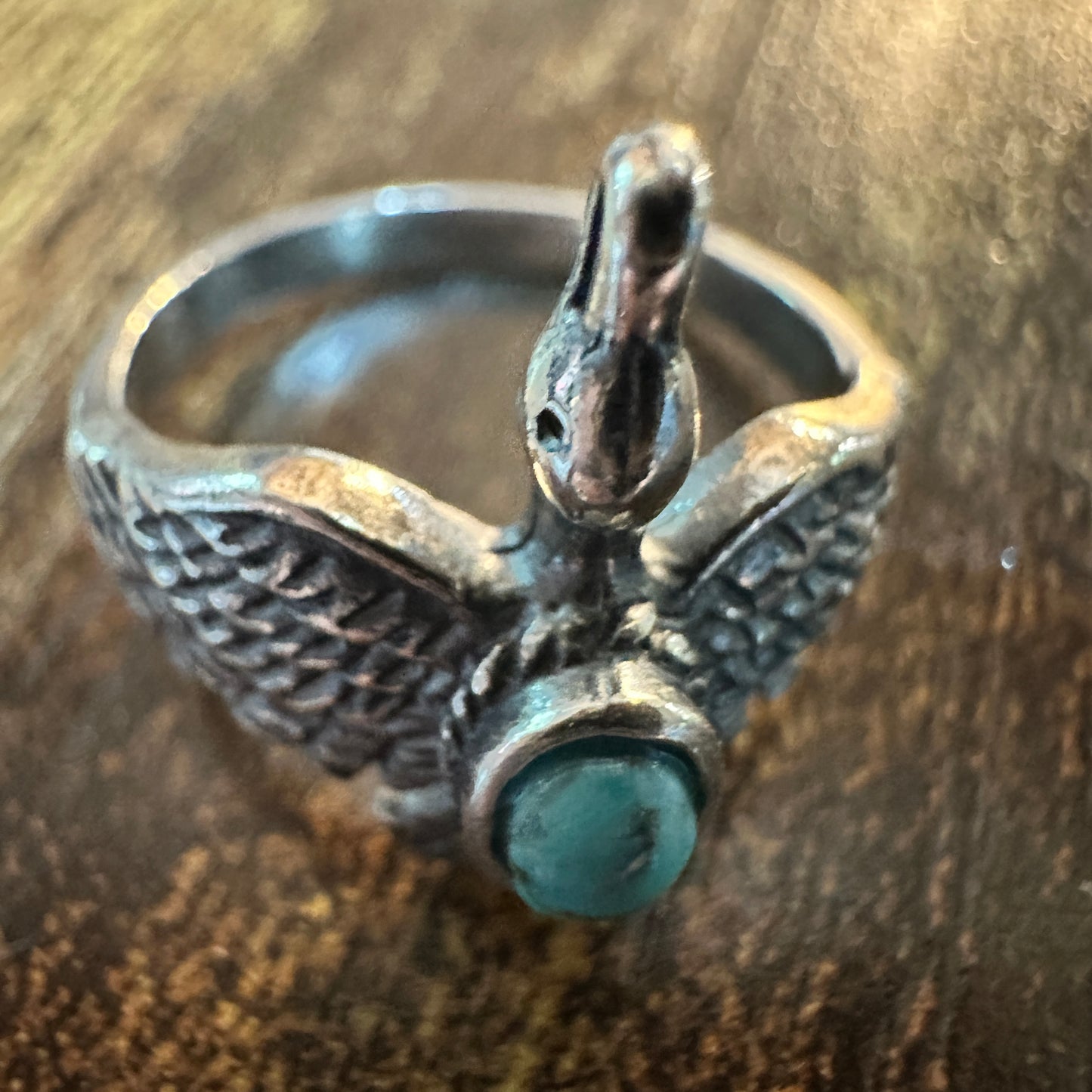 Boho Chic Native American Guardian Hawk Turquoise Ring: Size 7, 8,10, Gift Box