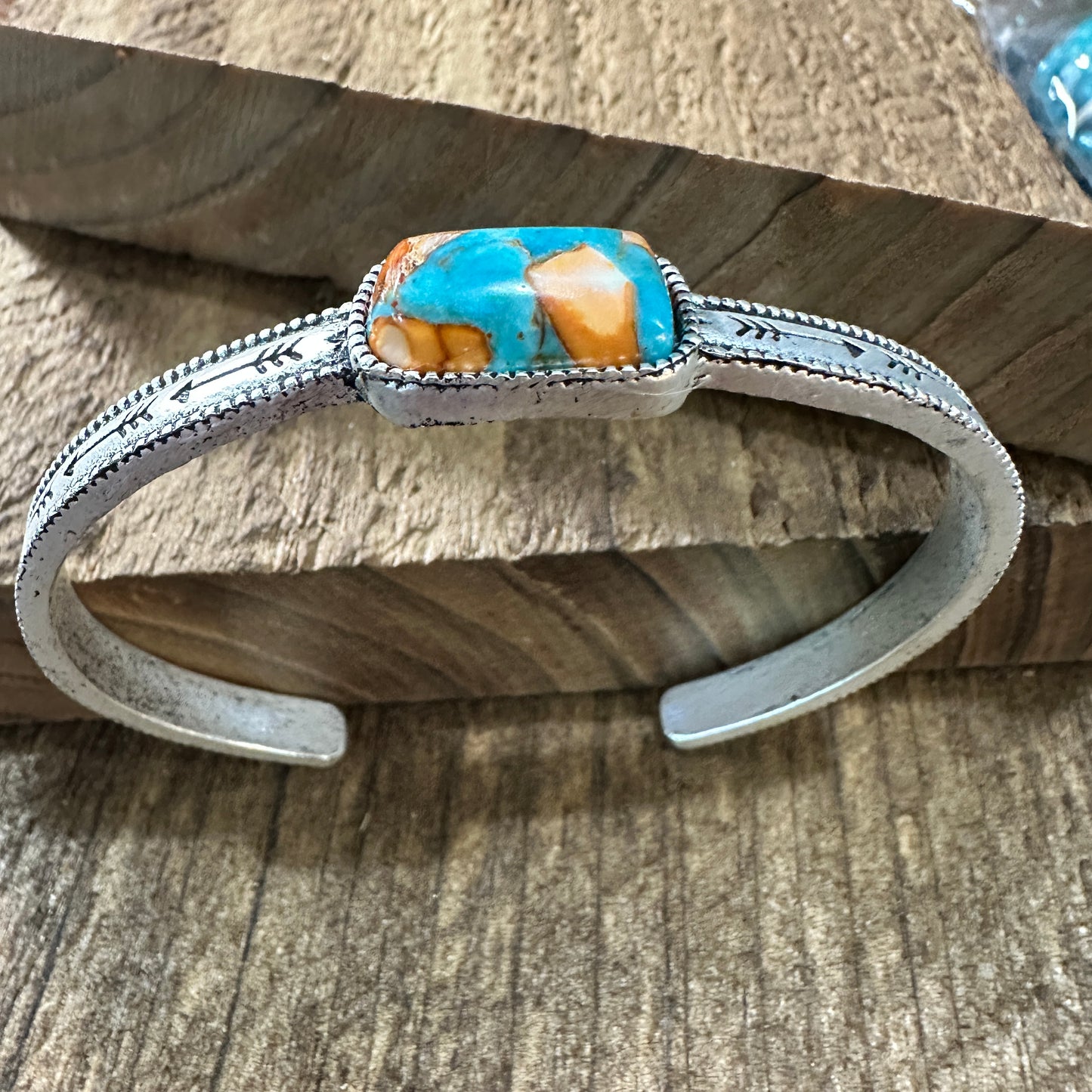 Gemstone Cuff Bracelet in Antique Silver Finish, Southwestern Cowgirl Bangle, Ships in Gift Box