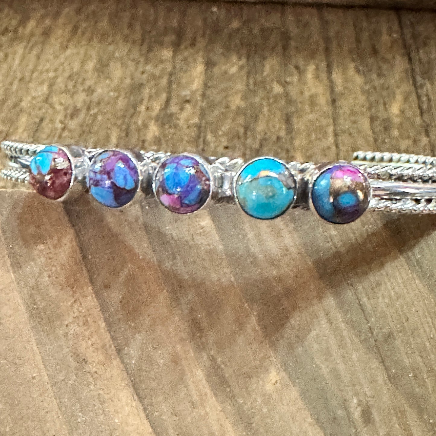 Navajo Pink Dream Mojave & Sterling Silver Cuff Bracelet, Natural Stone, Signed
