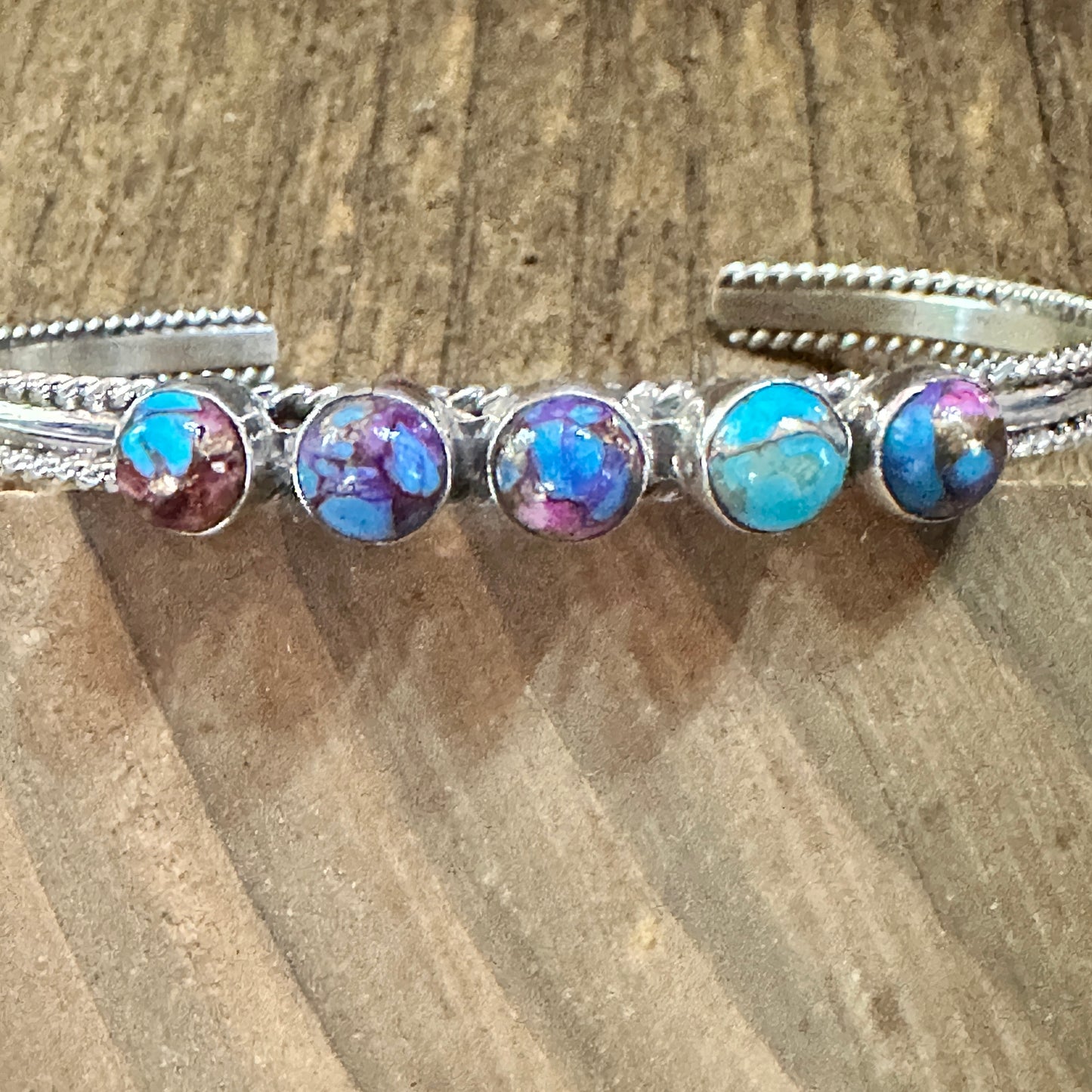 Navajo Pink Dream Mojave & Sterling Silver Cuff Bracelet, Natural Stone, Signed