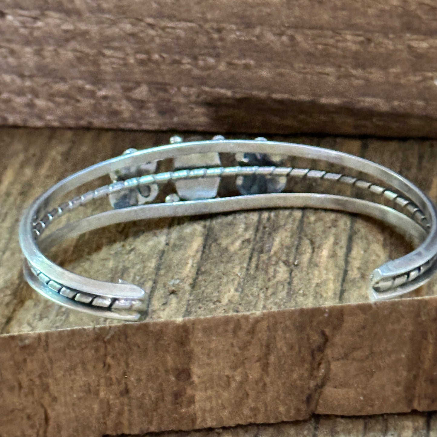 Navajo Sterling Cuff & Kingman Turquoise Floral Cuff Bracelet, Gift Box