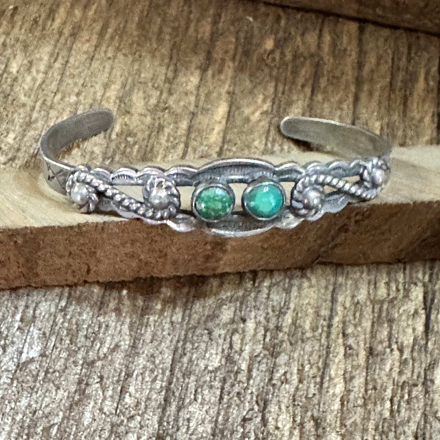 Handmade Navajo Spice Mojave Sterling Silver Cuff Bracelet with Natural Stone