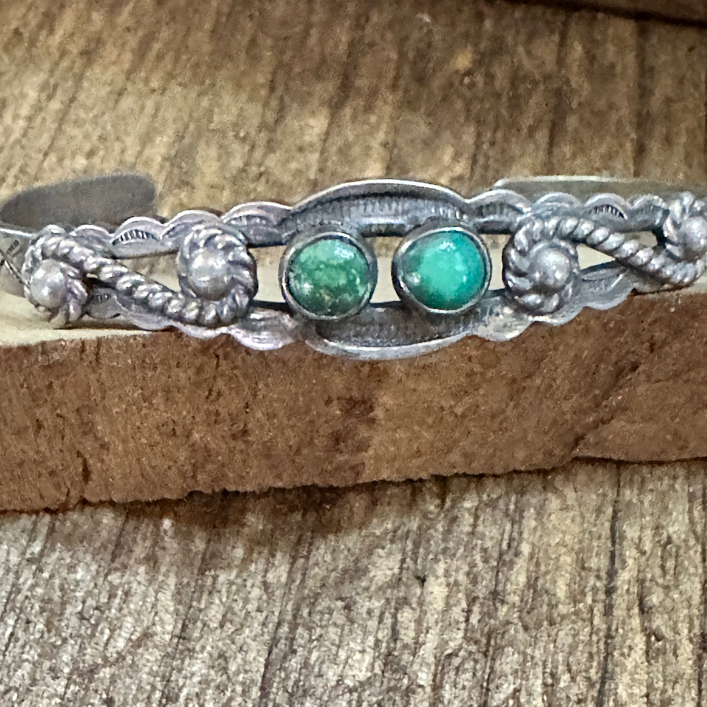 Handmade Navajo Spice Mojave Sterling Silver Cuff Bracelet with Natural Stone