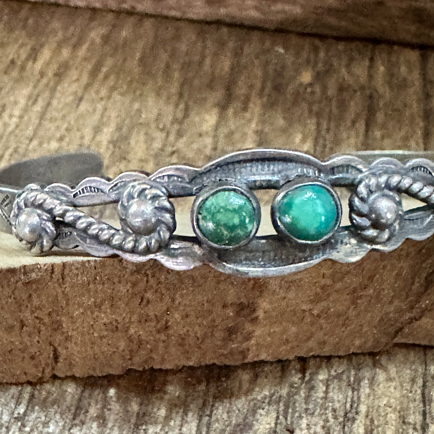Handmade Navajo Spice Mojave Sterling Silver Cuff Bracelet with Natural Stone