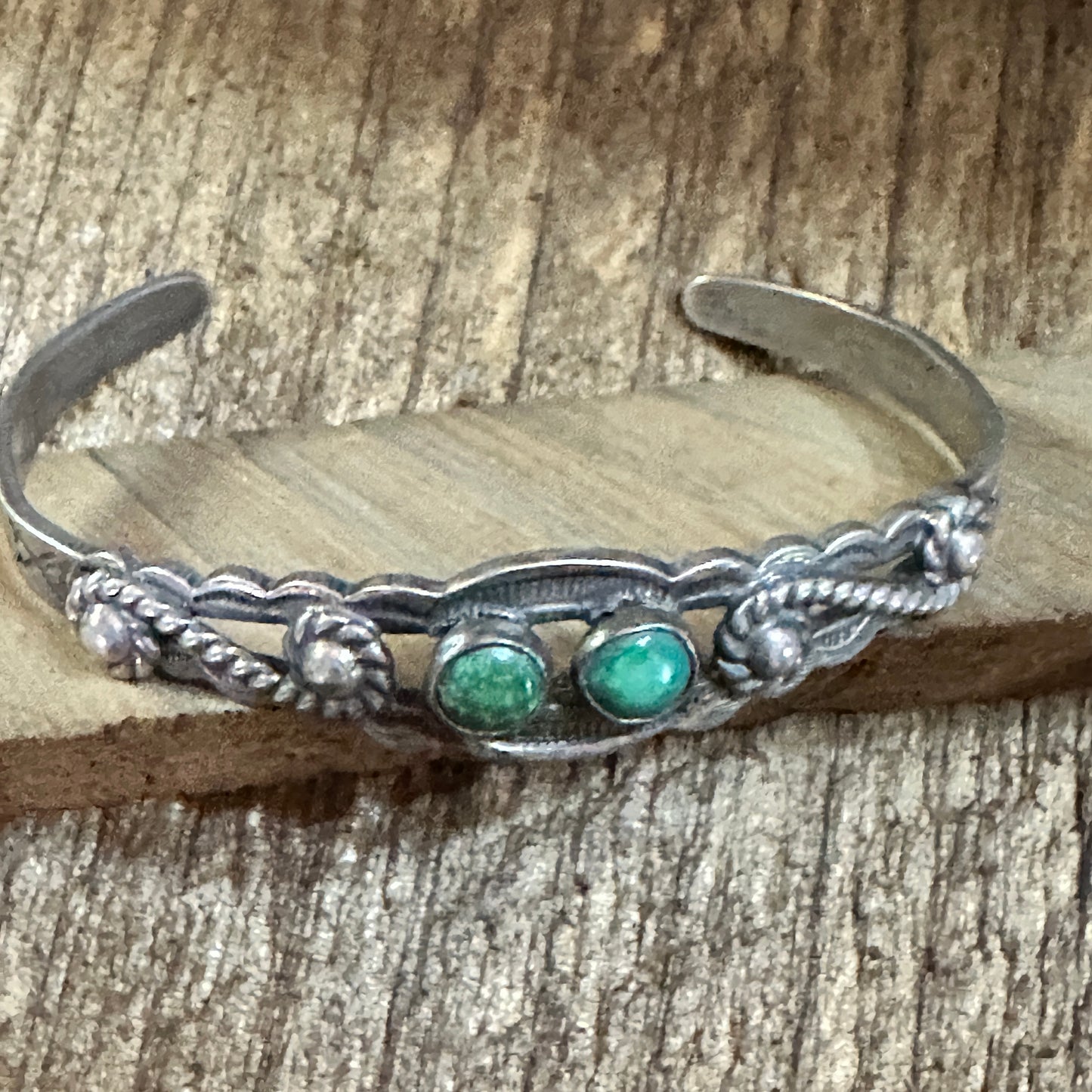 Handmade Navajo Spice Mojave Sterling Silver Cuff Bracelet with Natural Stone