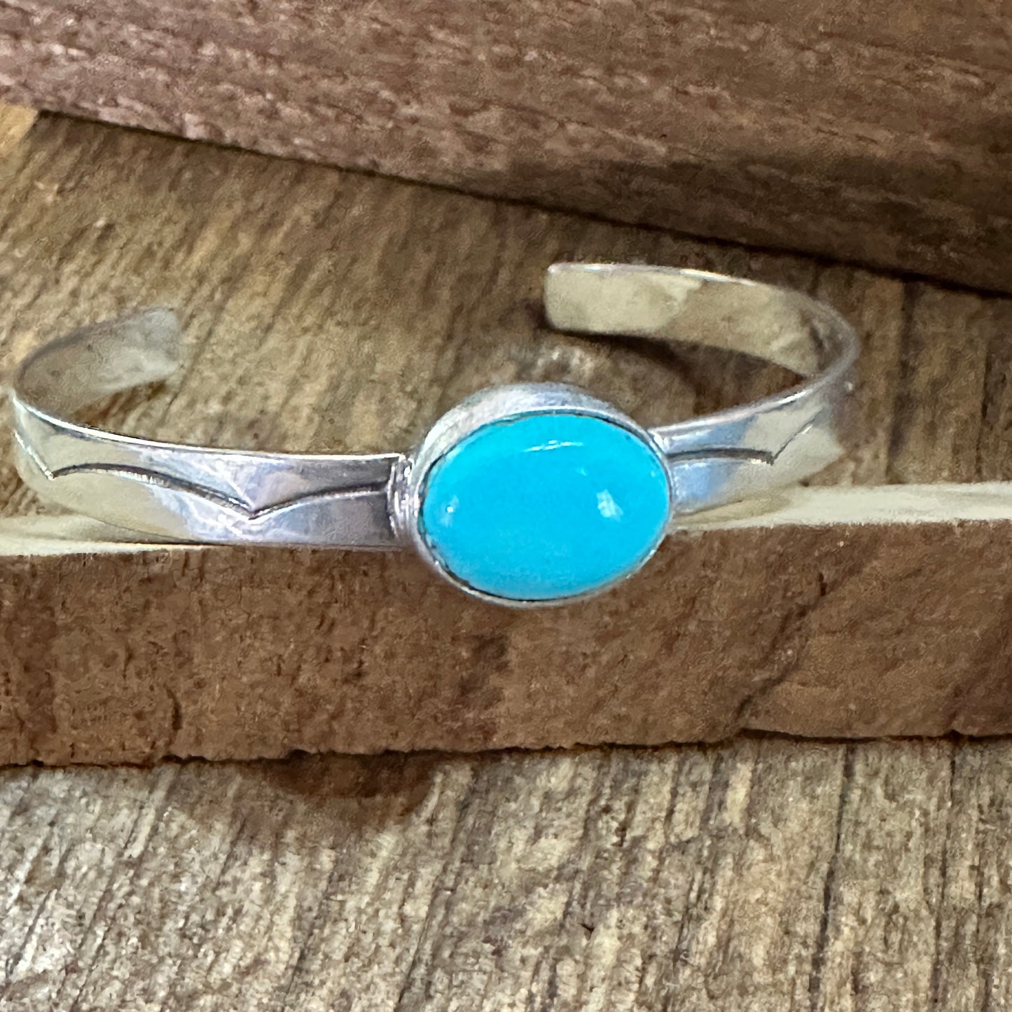Navajo Sterling Cuff & Kingman Turquoise Cuff Bracelet, Signed