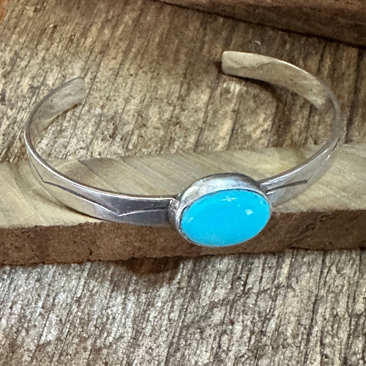 Navajo Sterling Cuff & Kingman Turquoise Cuff Bracelet, Signed