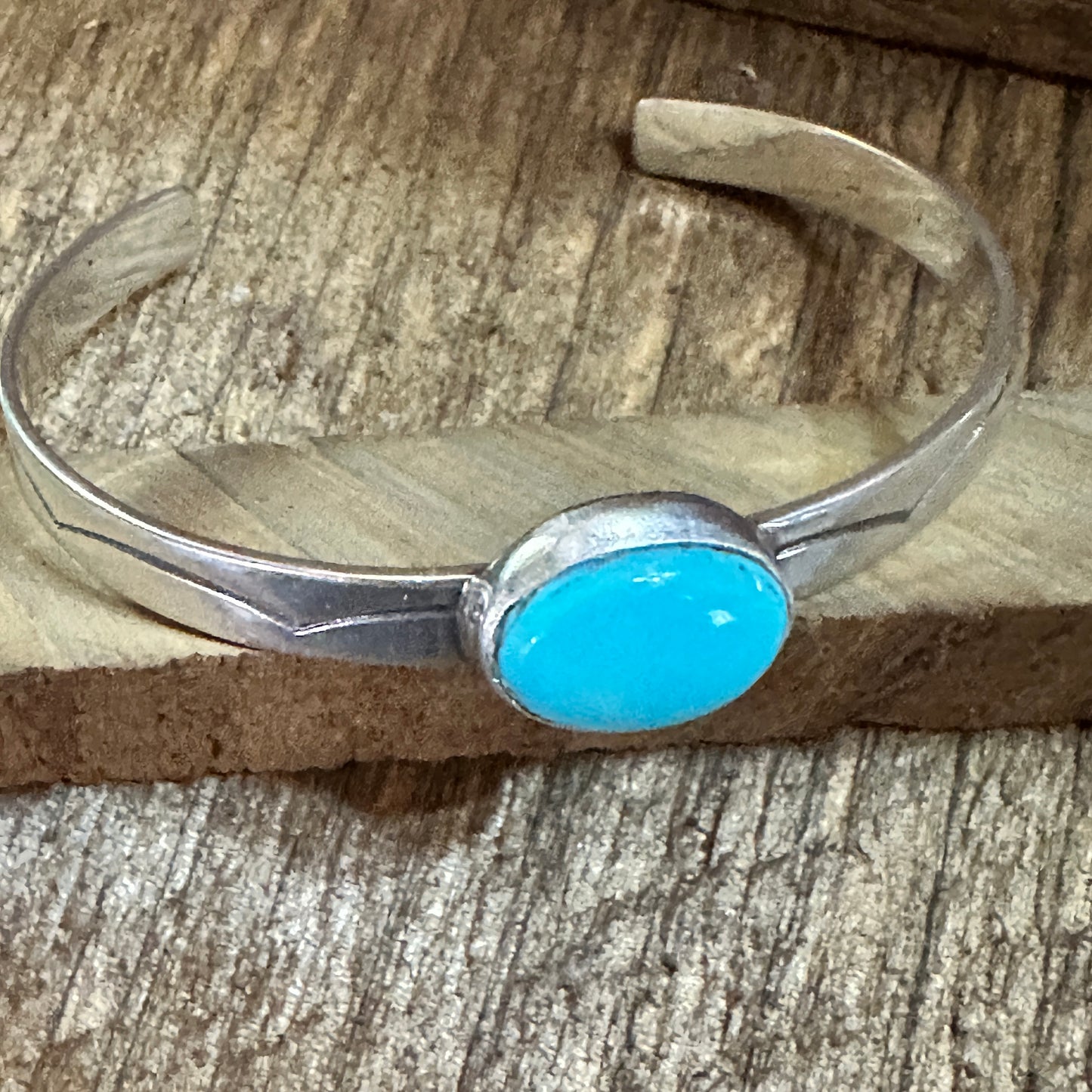 Navajo Sterling Cuff & Kingman Turquoise Cuff Bracelet, Signed