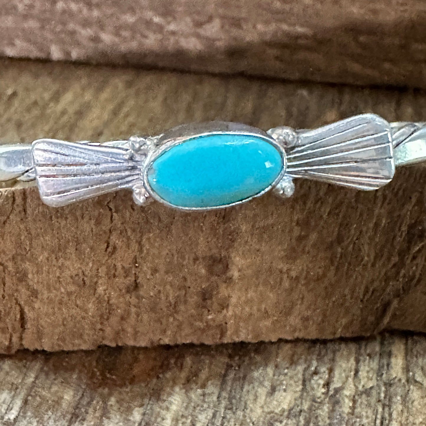Handmade Navajo Sterling Silver & Kingman Turquoise Cuff Bracelet