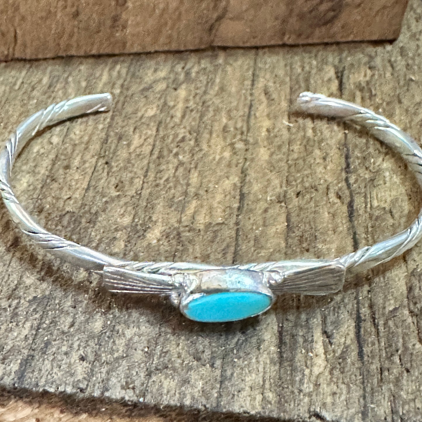 Navajo Sterling Silver & Kingman Turquoise Cuff Bracelet, Stamped