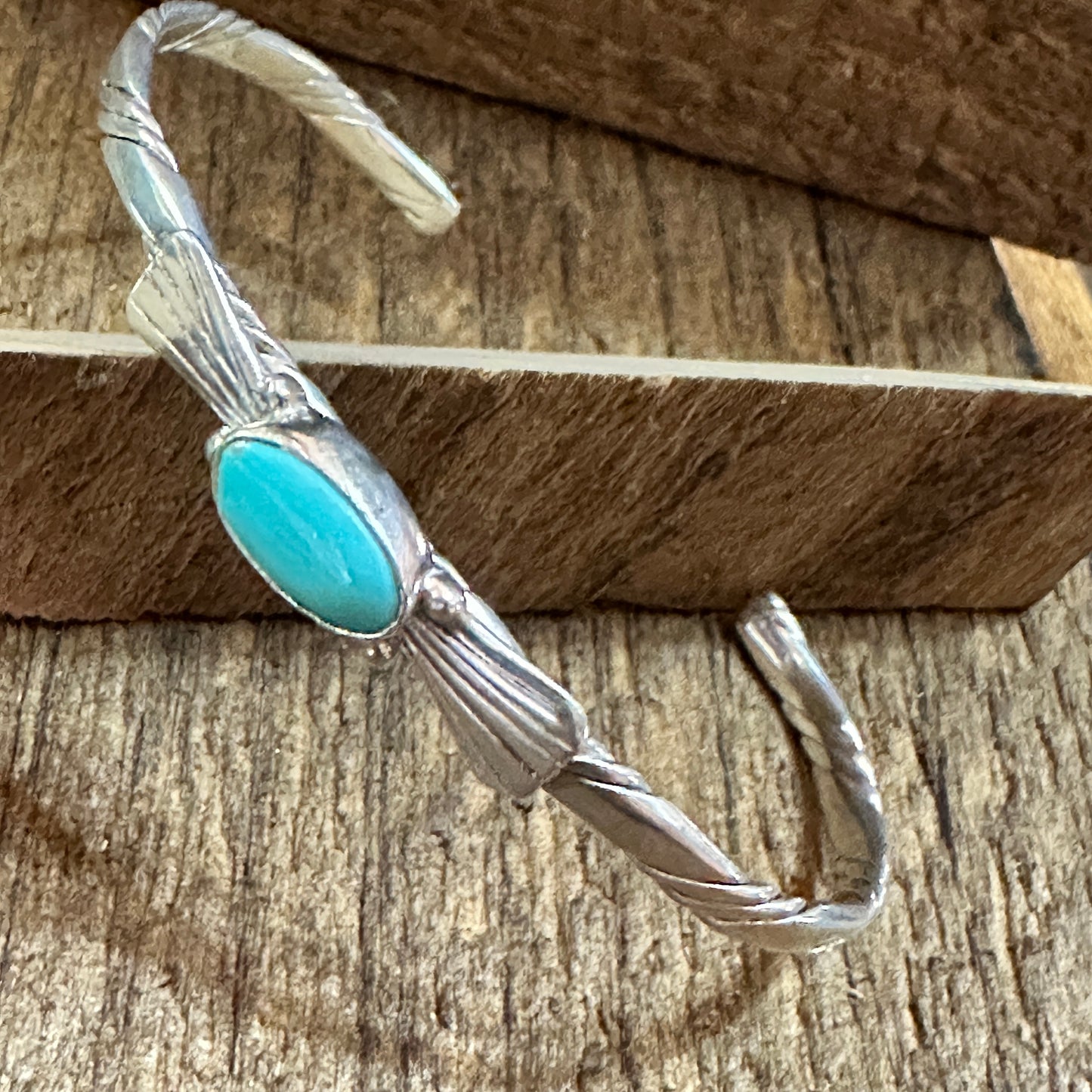 Handmade Navajo Sterling Silver & Kingman Turquoise Cuff Bracelet