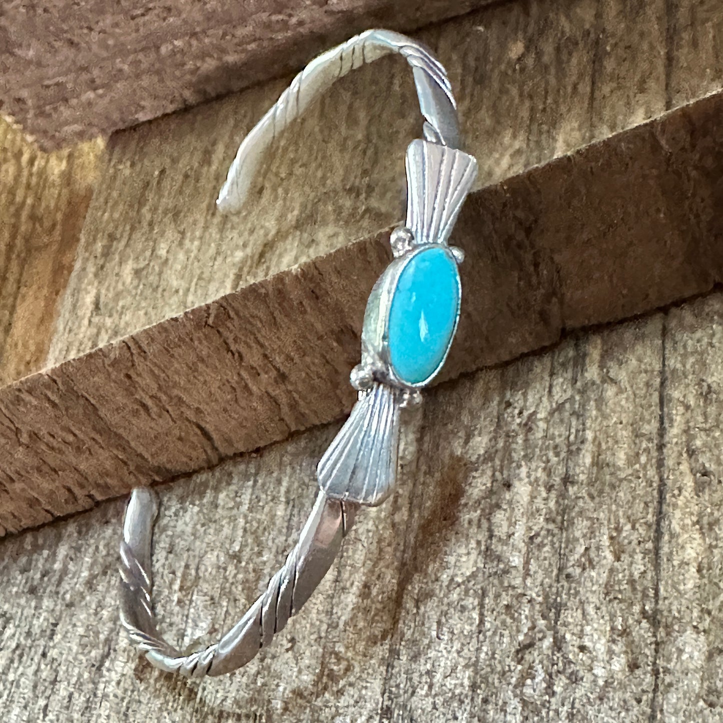 Handmade Navajo Sterling Silver & Kingman Turquoise Cuff Bracelet
